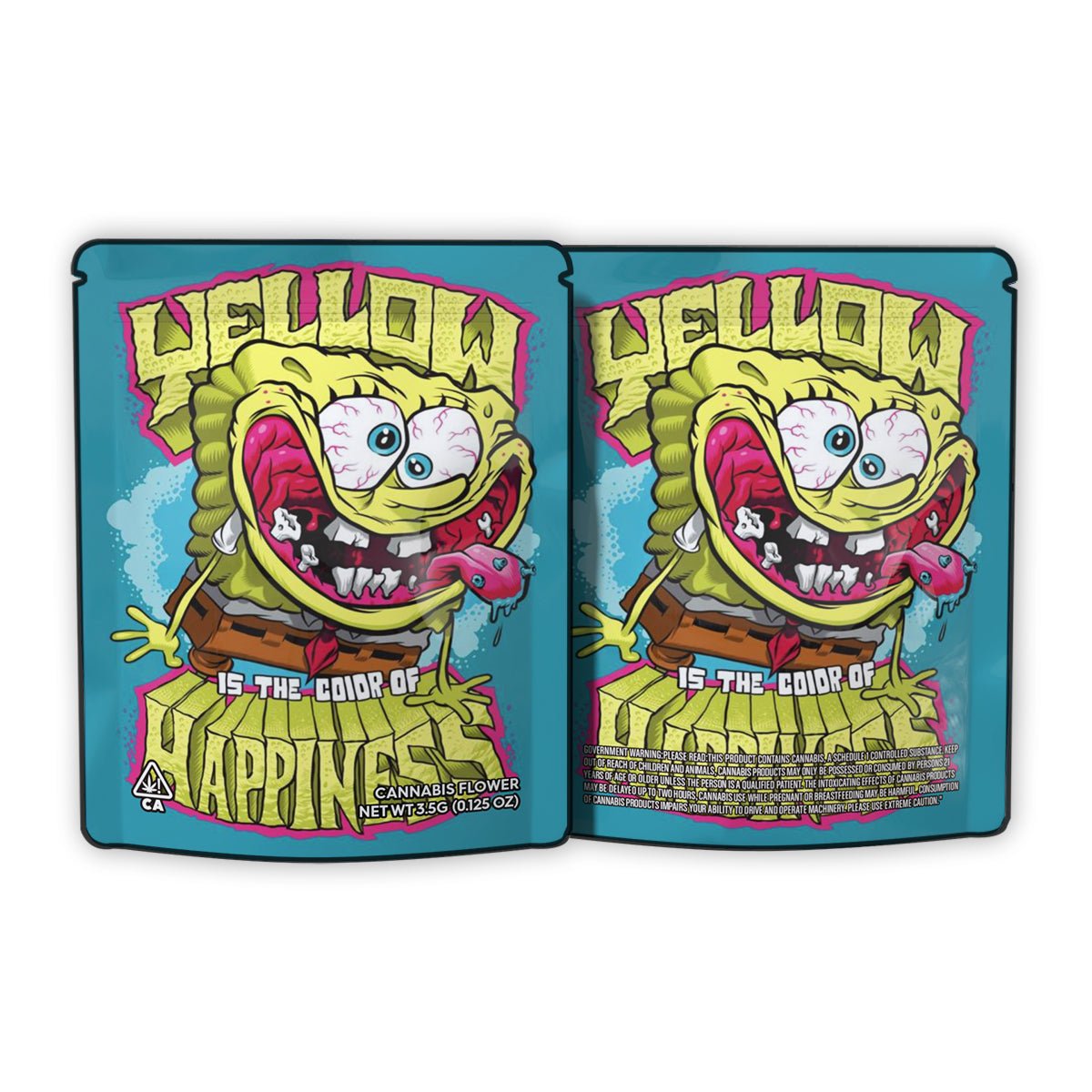 Yellow Is The Color of Happiness Weed Mylar Bags 3.5 Grams