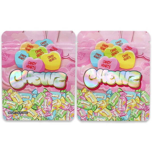 Candy Hearts Chew Weed Mylar Bags 3.5 Grams