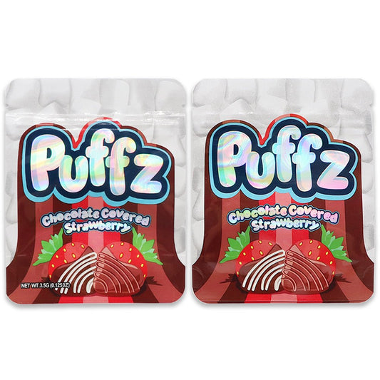 Puffz Chocolate Covered Strawberry Weed Mylar Bags 3.5 Grams