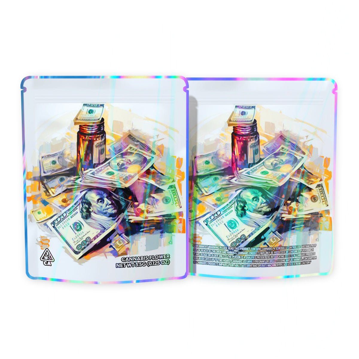 A lot of Dollars Mylar Bags 3.5 Grams