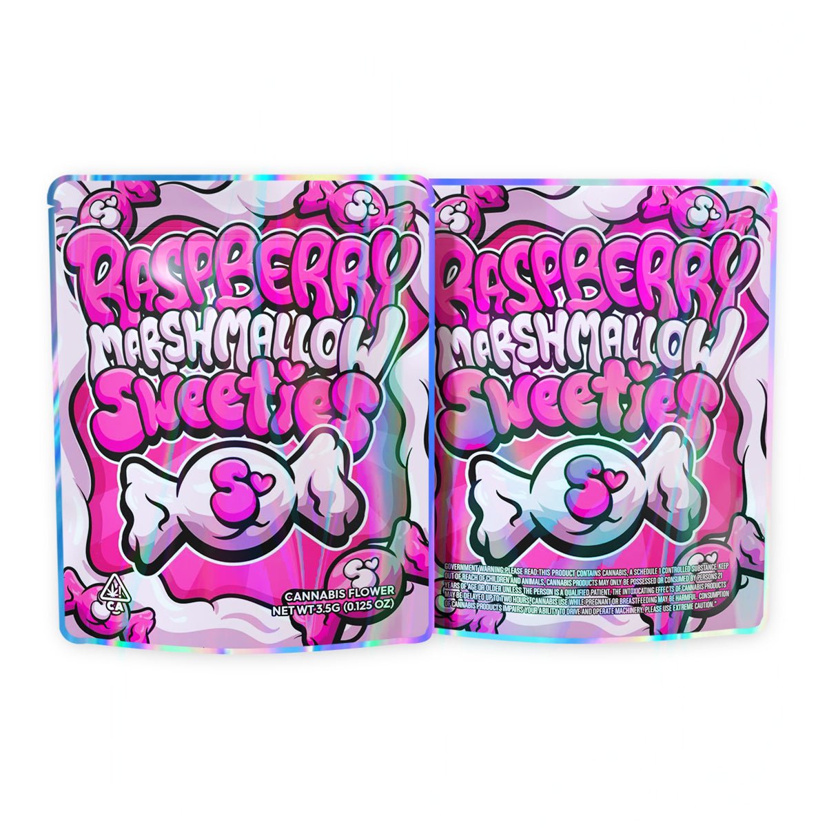 Raspberry Marshmallow Sweeties Mylar Bags 3.5 Grams