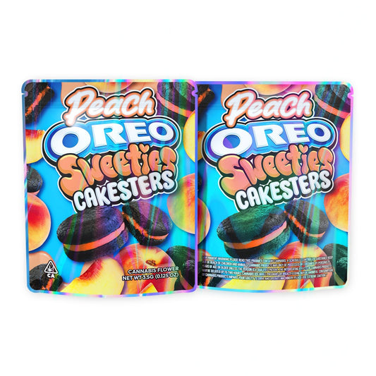 Peach Oreo Sweeties Cakesters Mylar Bags 3.5 Grams