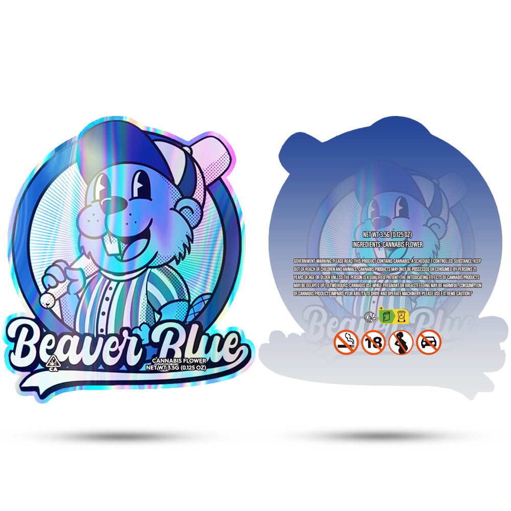 Beaver Blue Mylar Bags 3.5 Grams