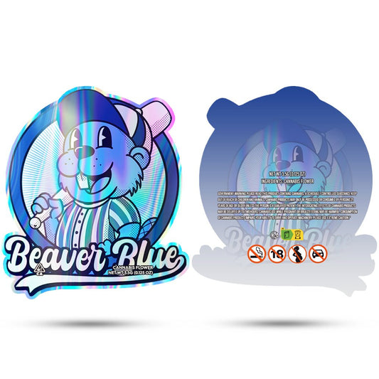 Beaver Blue Mylar Bags 3.5 Grams