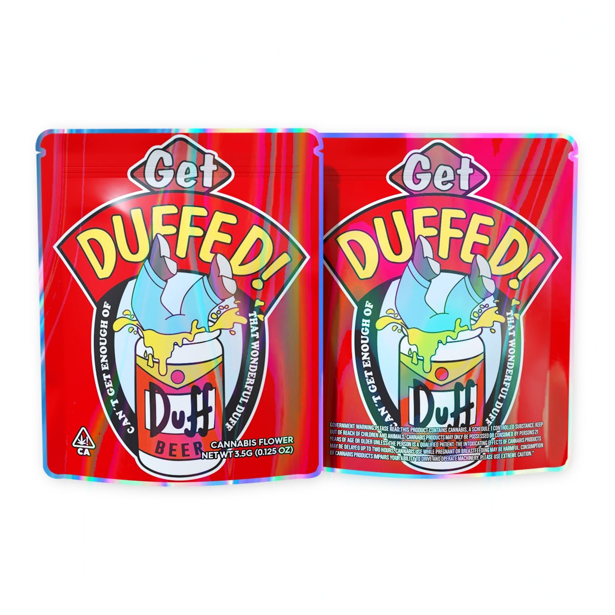 Get Duffed Duff Beer Mylar Bags 3.5 Grams