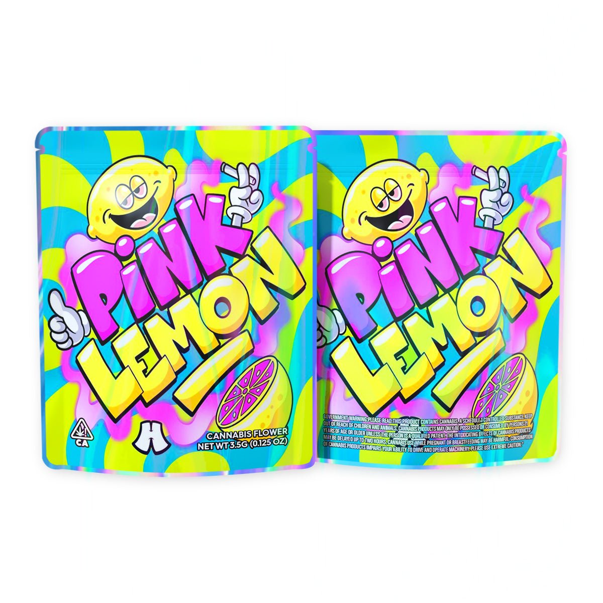 Pink Lemon Mylar Bags 3.5 Grams