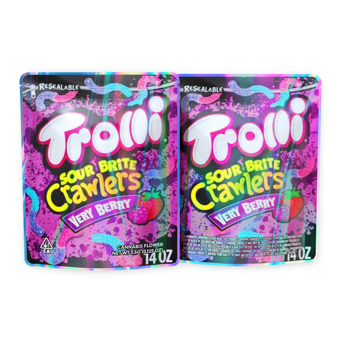 Trolli Sour Brite Crawlers Very Berry Mylar Bags 3.5 Grams