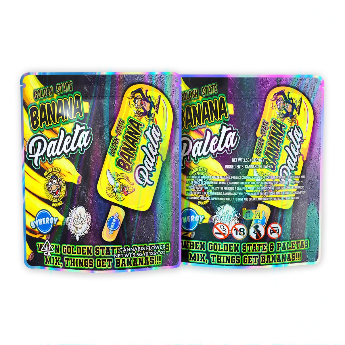 Golden State Banana Paleta Mylar Bags 3.5 Grams