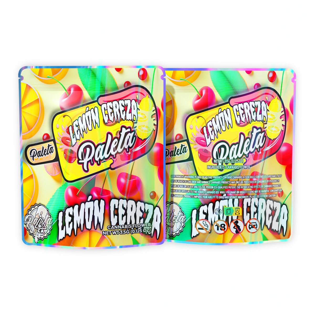 Lemon Cereza Paleta Mylar Bags 3.5 Grams