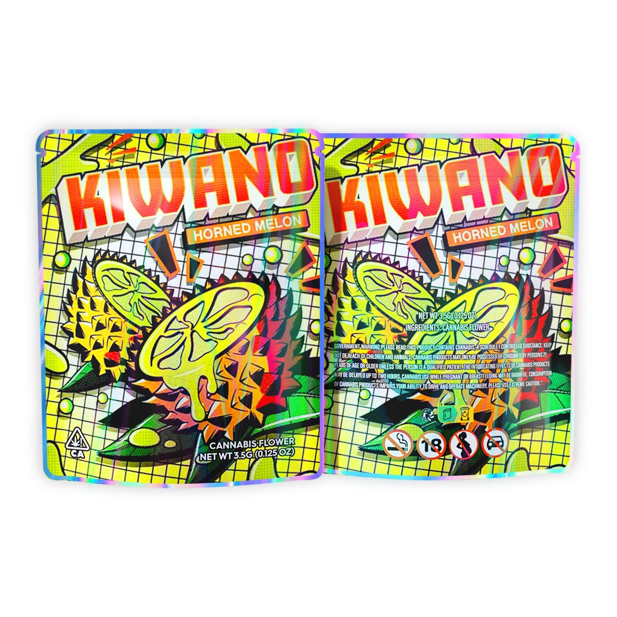 Kiwano Horned Melon Mylar Bags 3.5 Grams