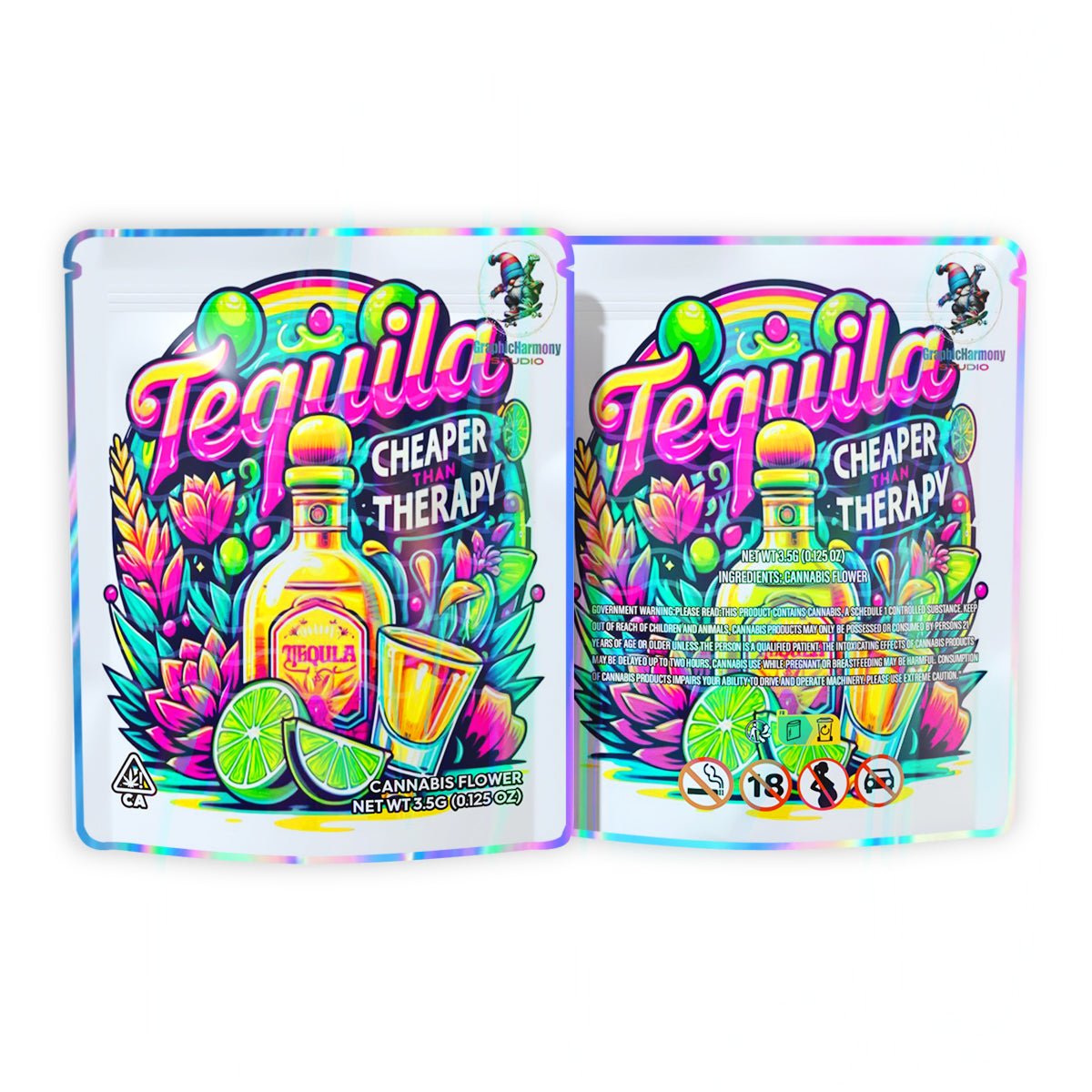 Tequila Cheaper Than Therapy Mylar Bags 3.5 Grams