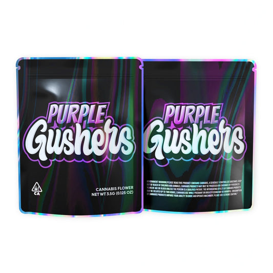 Purple Gushers Mylar Bags 3.5 Grams