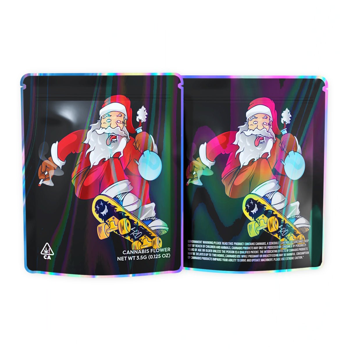 Santa Claus on Skateboard Mylar Bags 3.5 Grams