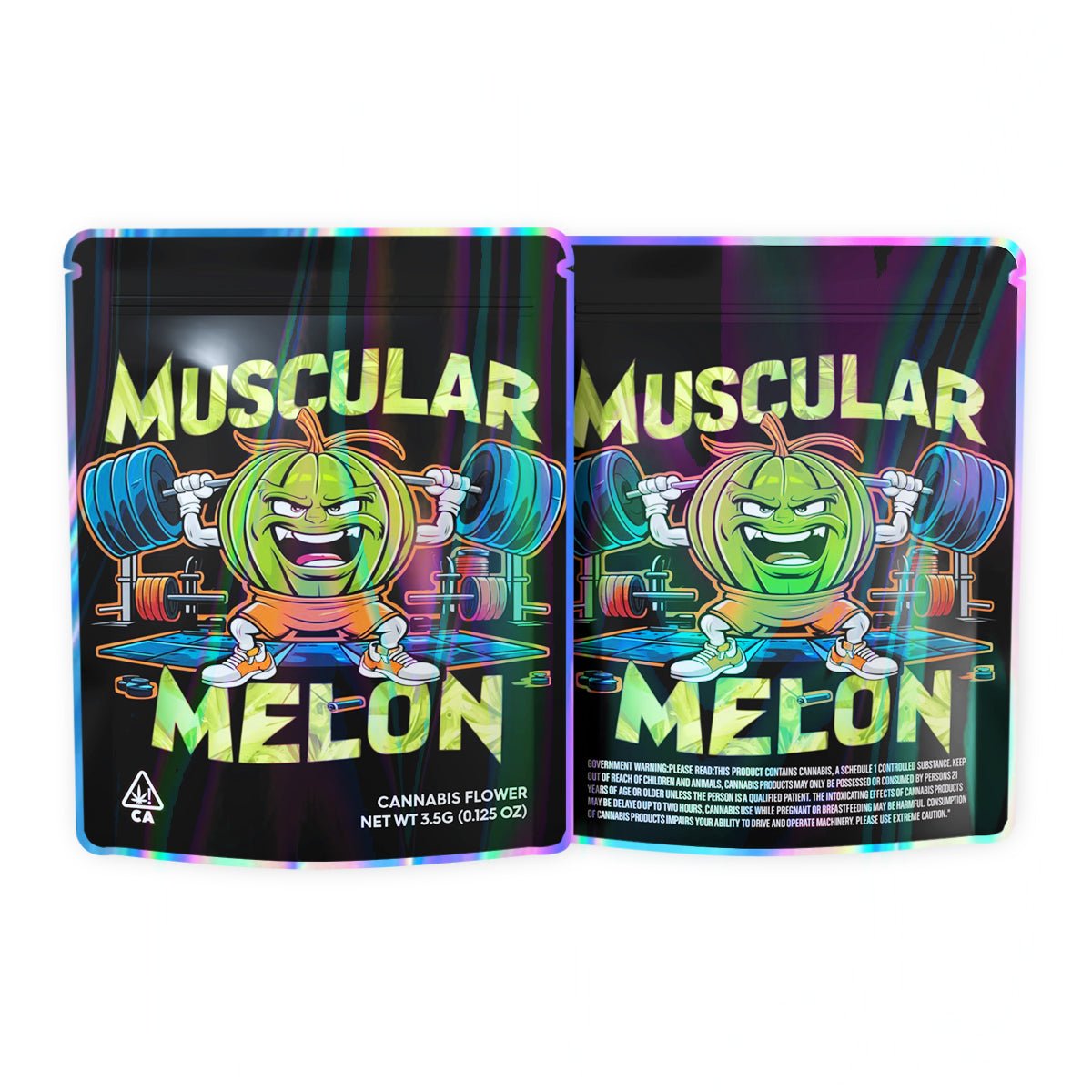 Muscular Melon Mylar Bags 3.5 Grams