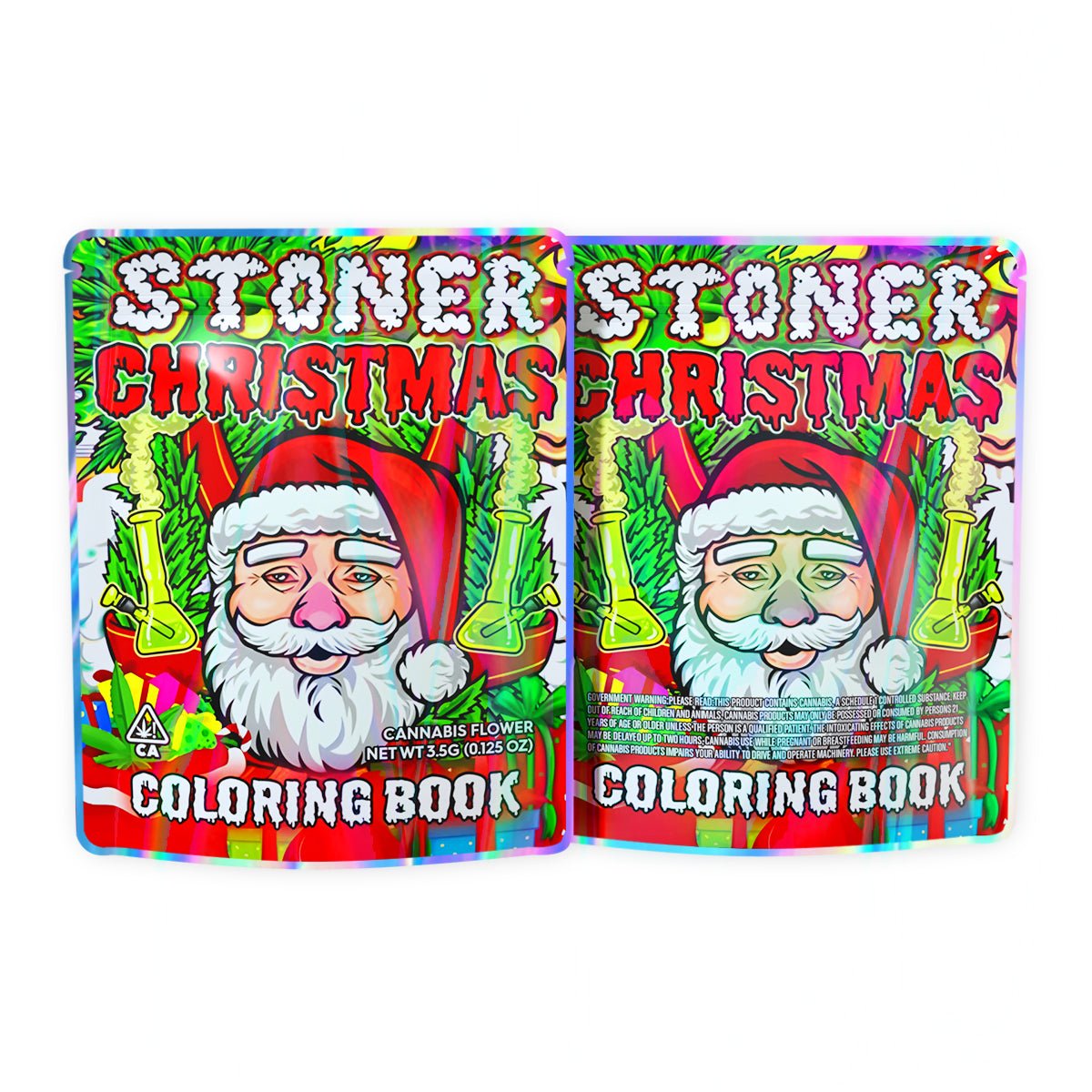 Stoner Christmas Coloring Book Mylar Bags 3.5 Grams