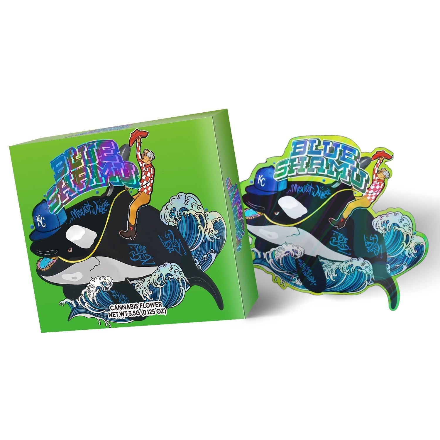 Blue Shamu 3.5g Mylar Bag with BOX