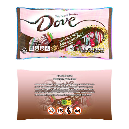 Dove Dark Chocolate & Strawberry Swirl Mylar Bags 3.5 Grams