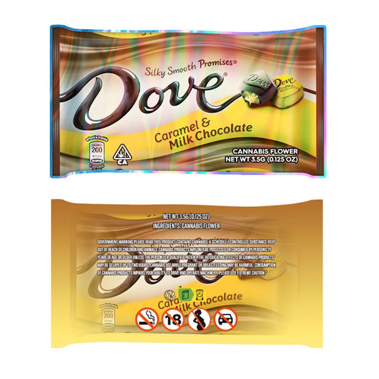 Dove Caramel & Milk Chocolate Mylar Bags 3.5 Grams