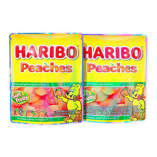 Haribo Peaches Soft & Fruity Mylar Bags 3.5 Grams