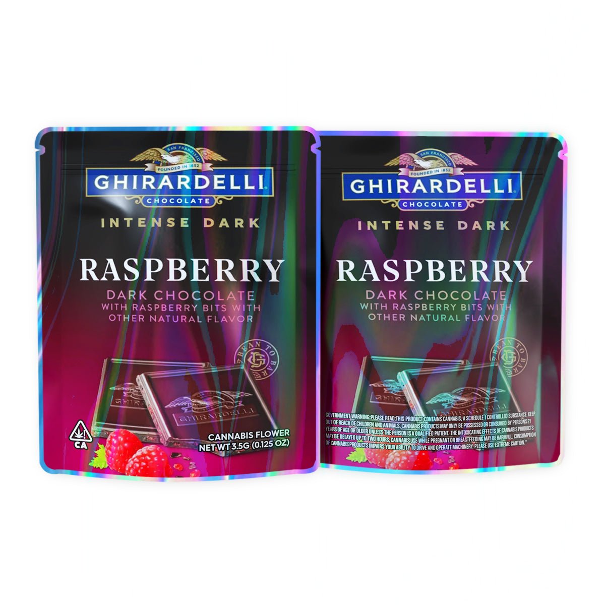 Ghirardelli Raspberry Dark Chocolate Mylar Bags 3.5 Grams