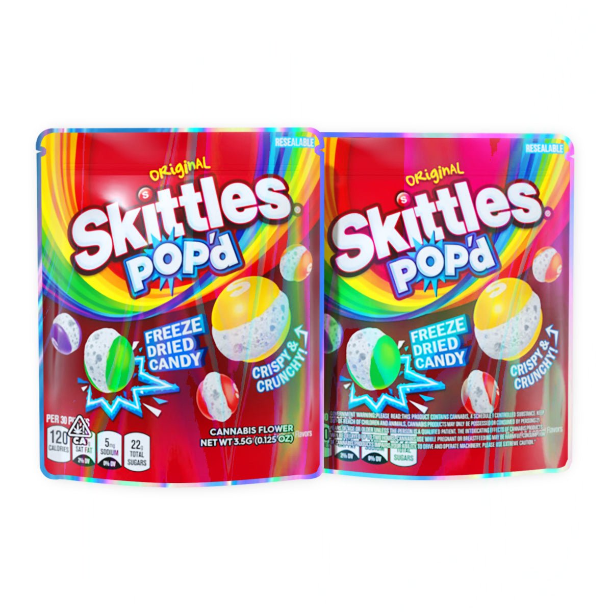 Skittles Pop'd Freeze Dried Candy Mylar Bags 3.5 Grams