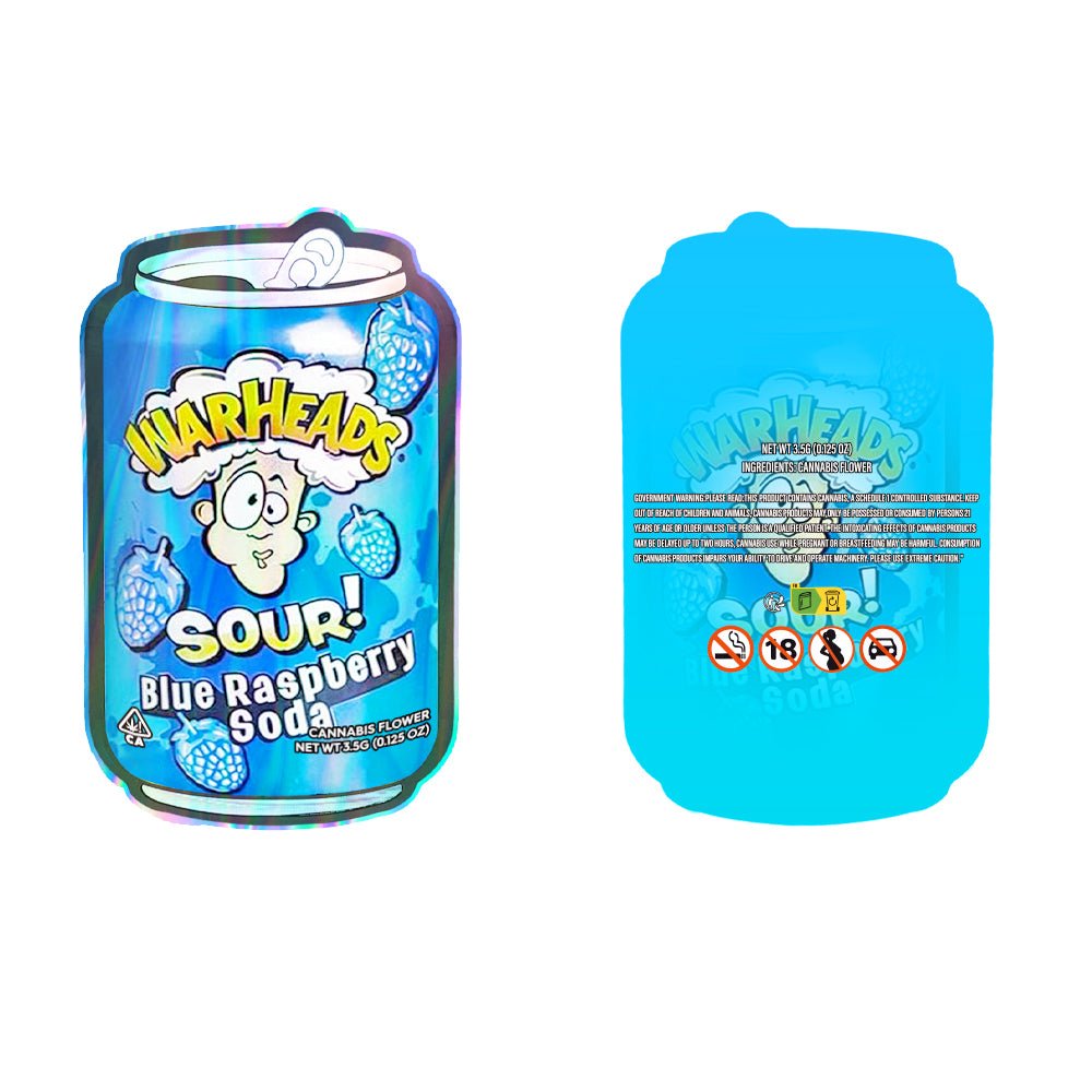 Warheads Sour Blue Raspberry Soda Mylar Bags 3.5 Grams