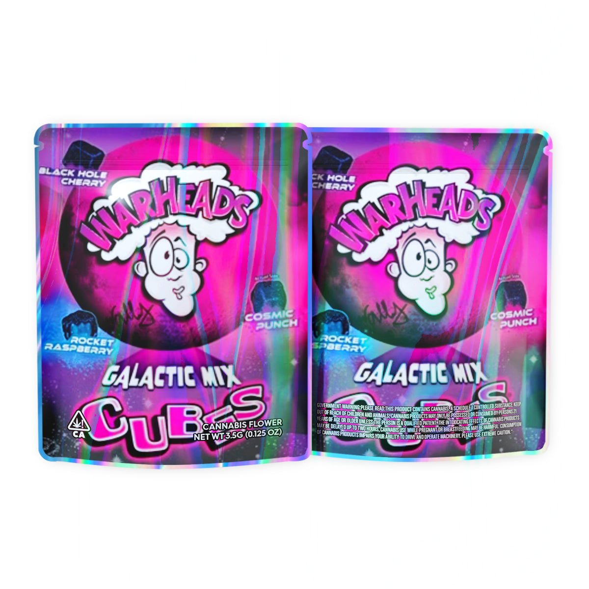 Warheads Calactic Mix Cubes Mylar Bags 3.5 Grams