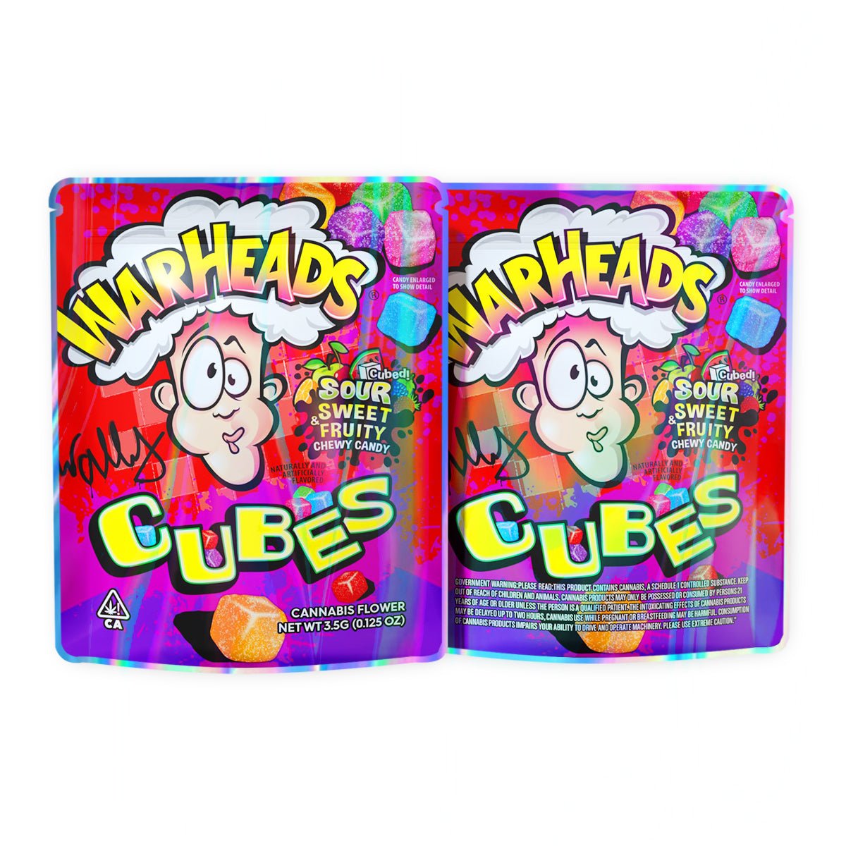 Warheads Cubes Candy Mylar Bags 3.5 Grams