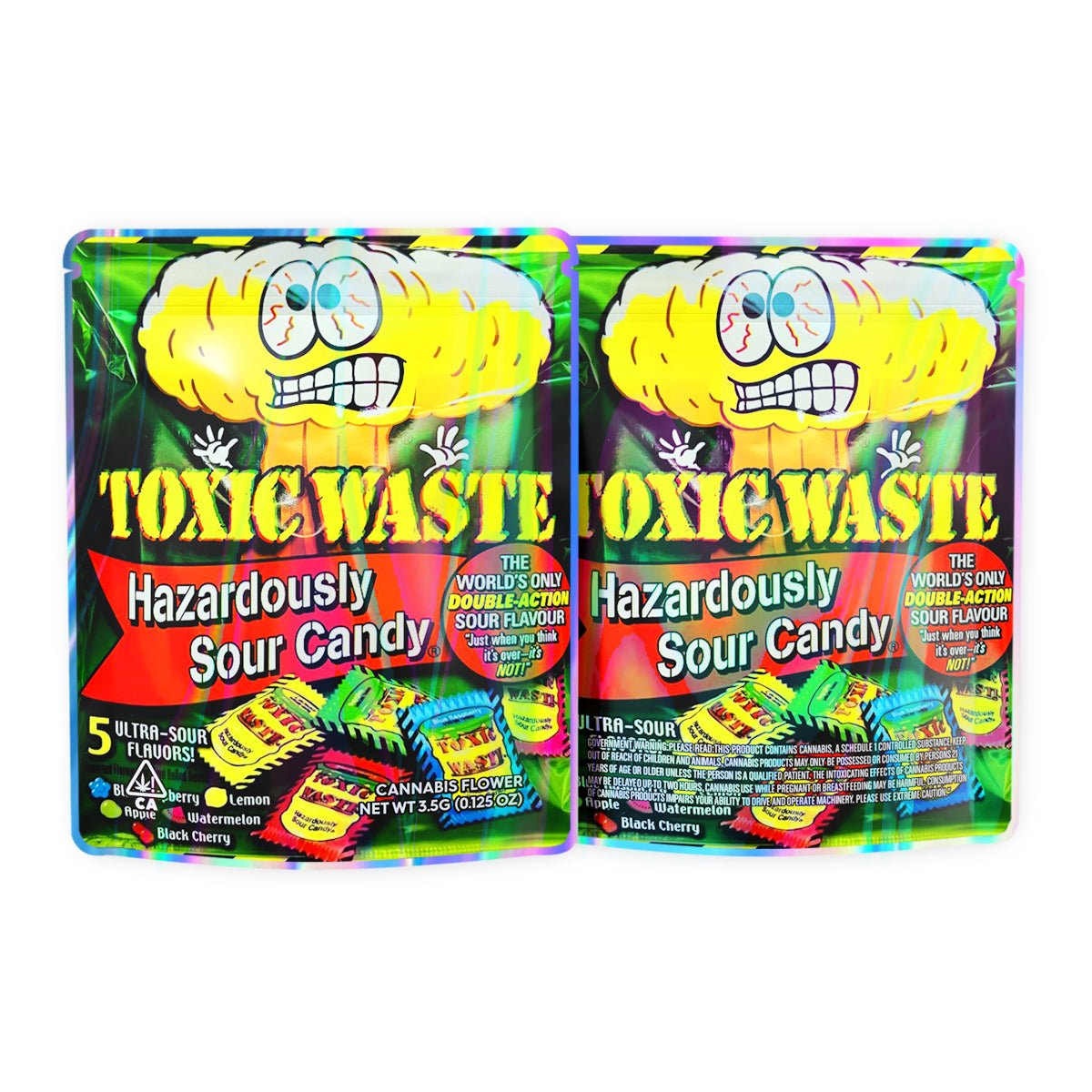 Toxic Waste Hazardously Sour Candy Mylar Bags 3.5 Grams