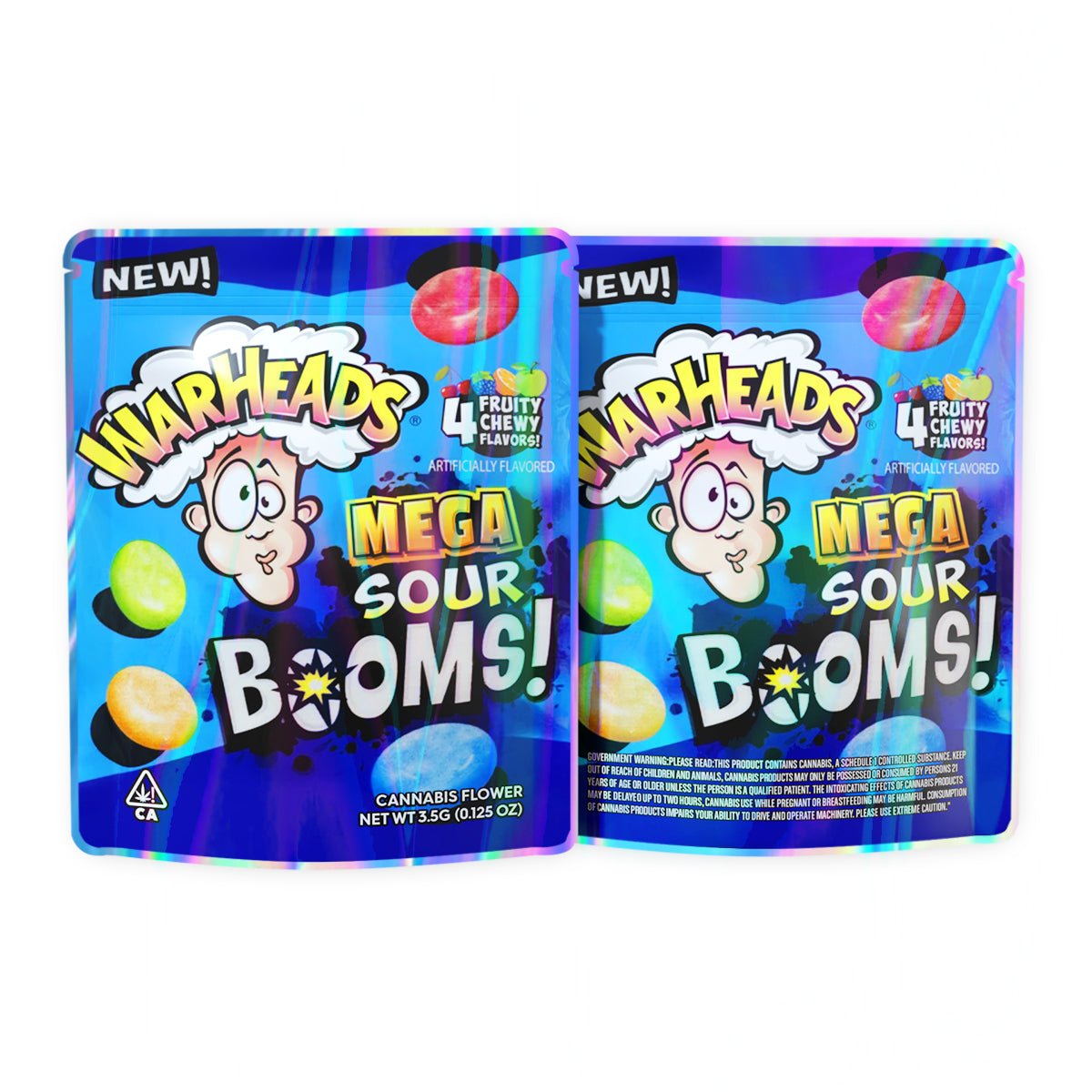 Warheads Mega Sour Booms Mylar Bags 3.5 Grams