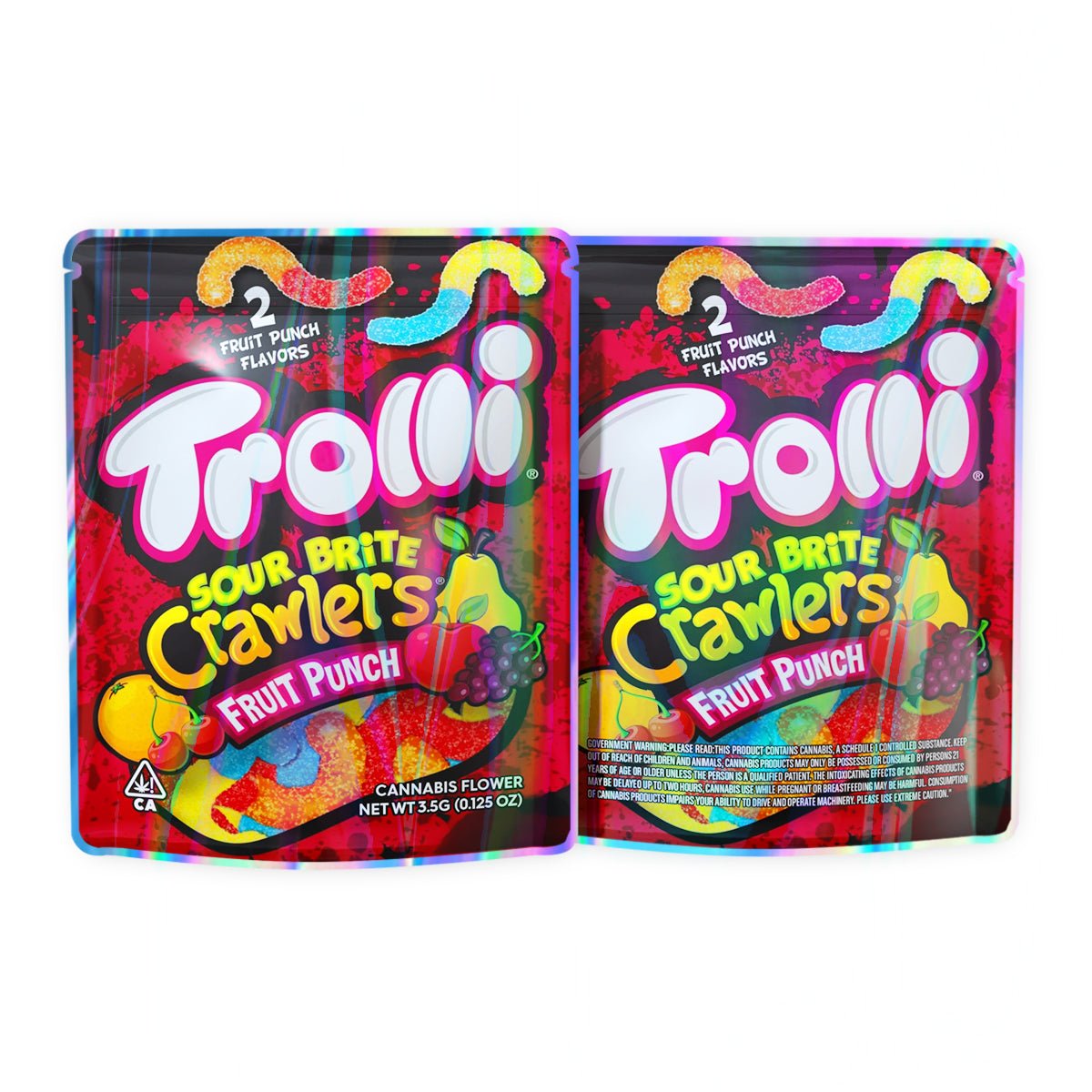 Trolli Sour Brite Crawlers Fruit Punch Mylar Bags 3.5 Grams