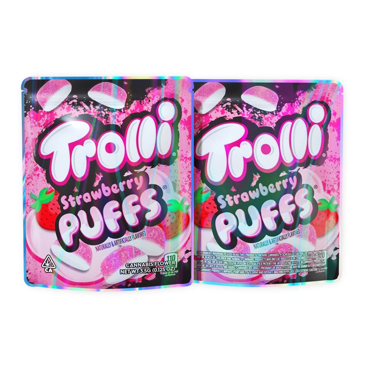 Trolli Strawberry Puffs Mylar Bags 3.5 Grams