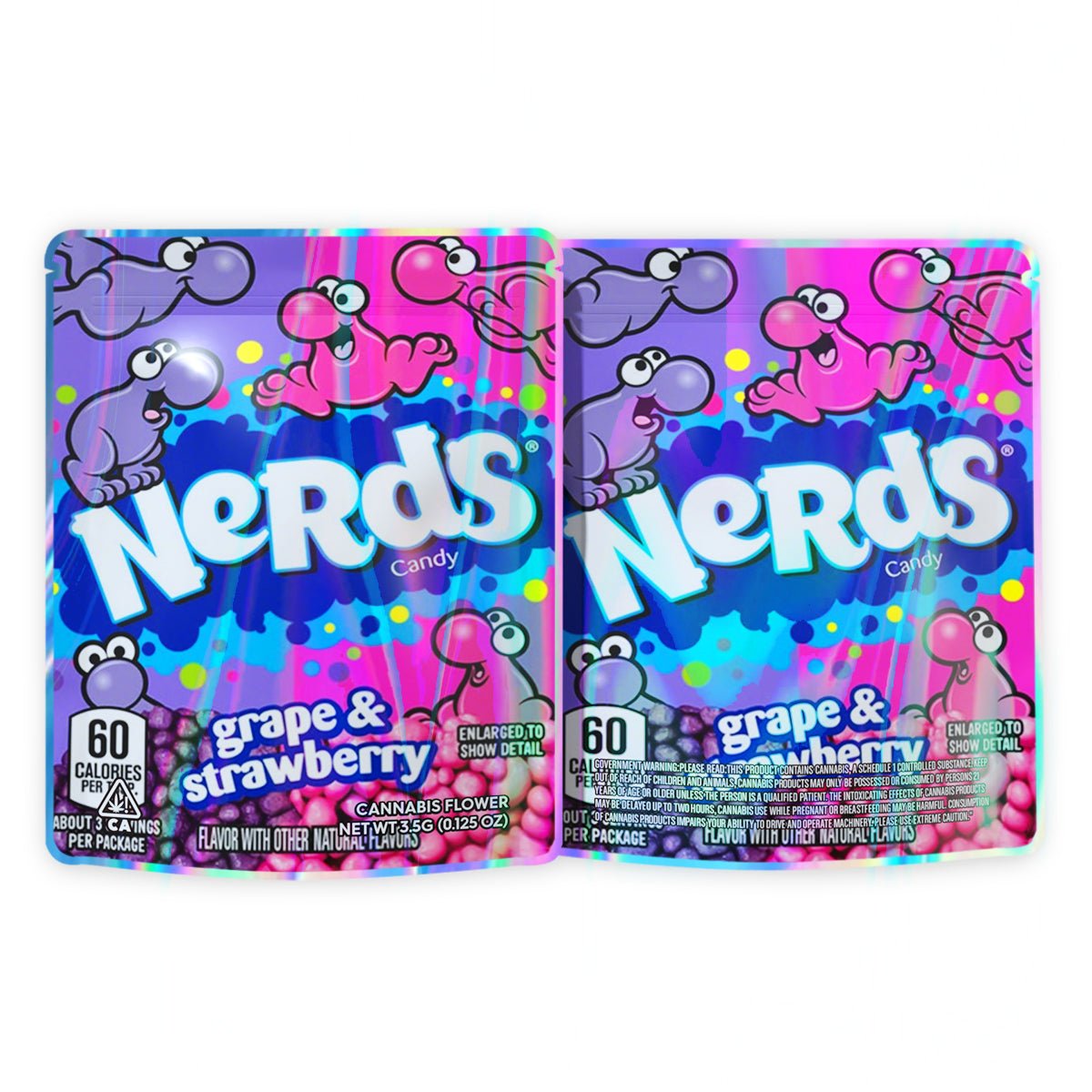 Nerds Candy Grape & Strawberry Mylar Bags 3.5 Grams