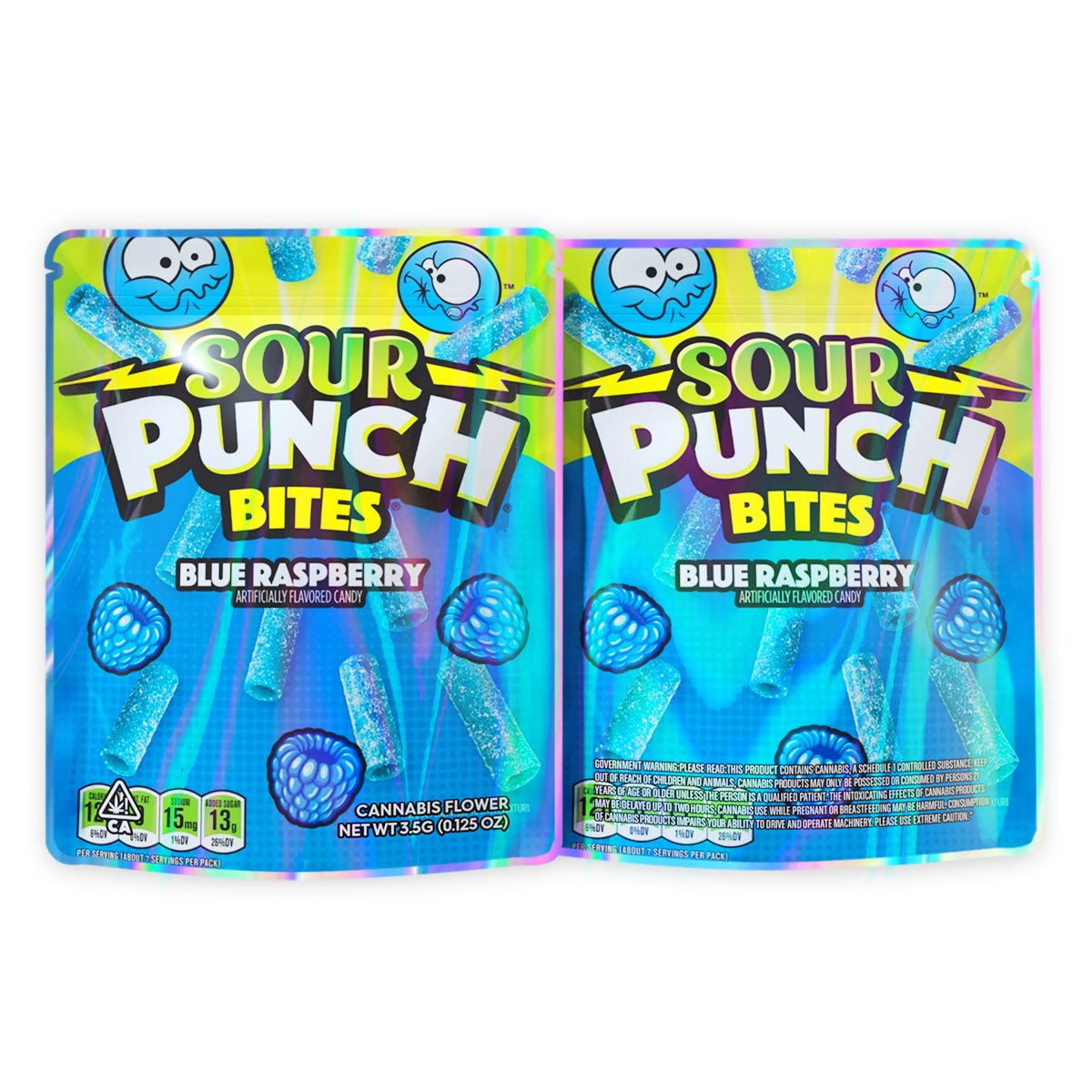 Sour Punch Bites Blue Raspberry Mylar Bags 3.5 Grams