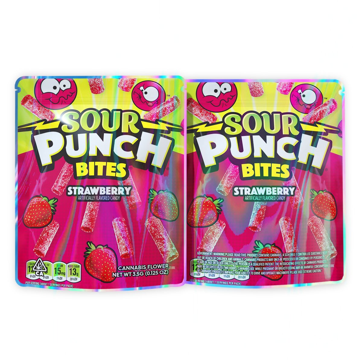 Sour Punch Bites Strawberry Mylar Bags 3.5 Grams