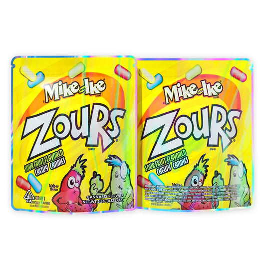 Zour Sour Fruit Flavored Chewy Candies Mylar Bags 3.5 Grams