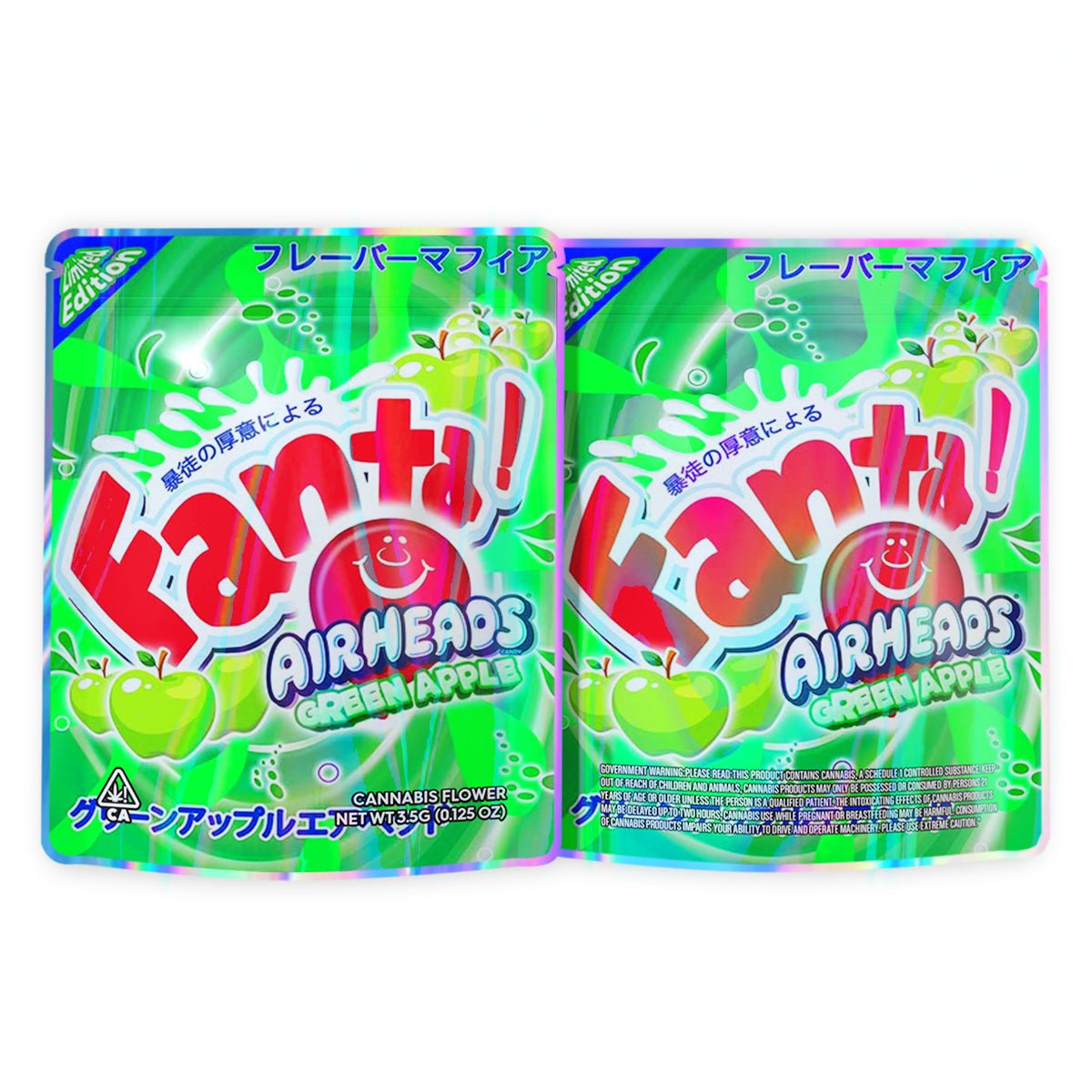 Fanta Airheaos Green Apple Mylar Bags 3.5 Grams