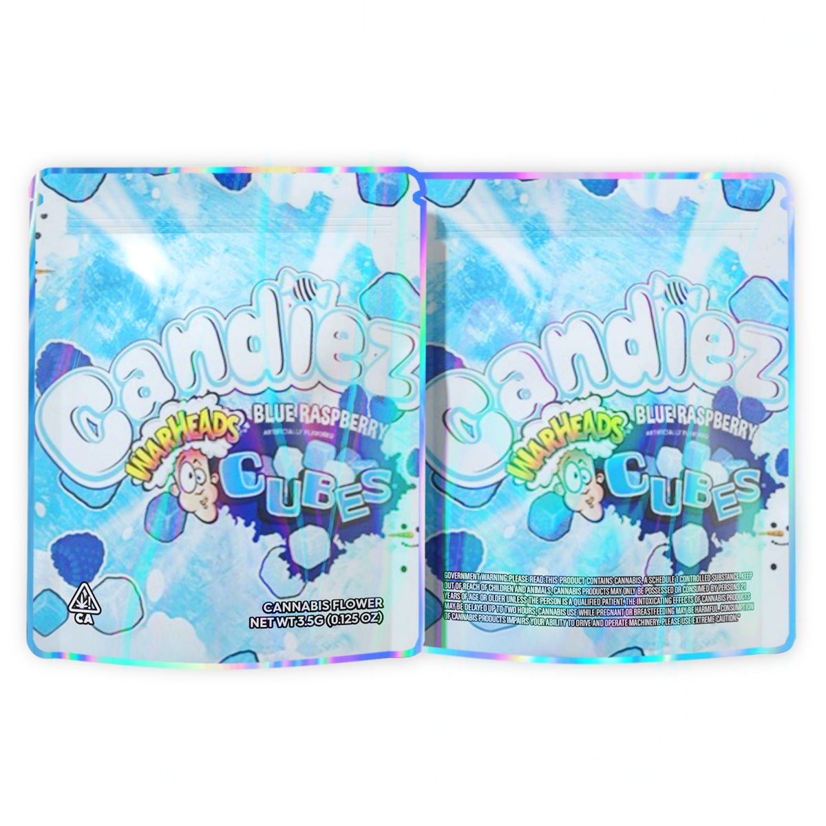 Candiez Warheads Blue Raspberry Cubes Mylar Bags 3.5 Grams