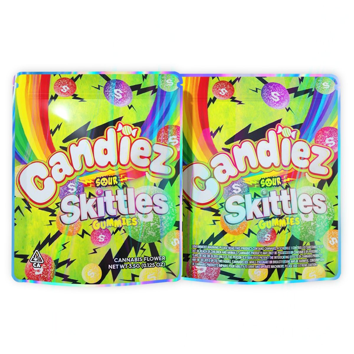 Candiez Sour Skittles Gummies Mylar Bags 3.5 Grams