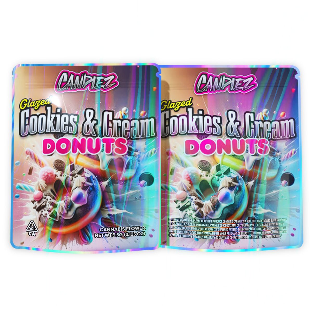 Candiez Glazed Cookies Cream Donuts Mylar Bags 3.5 Grams