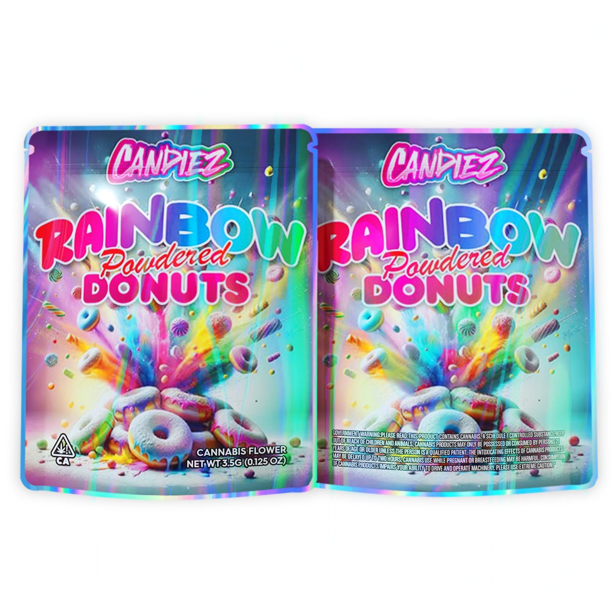 Candiez Rainbow Powdered Donuts Mylar Bags 3.5 Grams