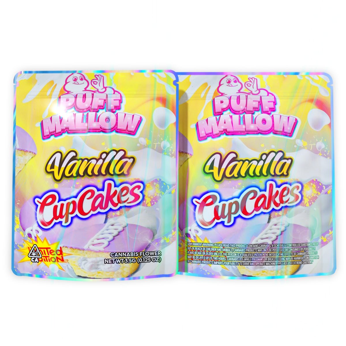 Puff Mallow Vanilla Cupcakes Mylar Bags 3.5 Grams