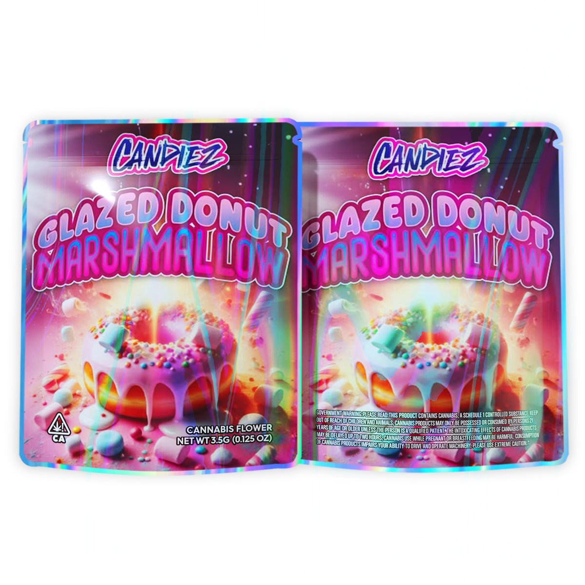 Candiez Glazed Donut Marshmallow Mylar Bags 3.5 Grams