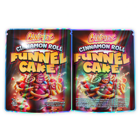 Candiez Cinnamon Roll Funnel Cake Mylar Bags 3.5 Grams