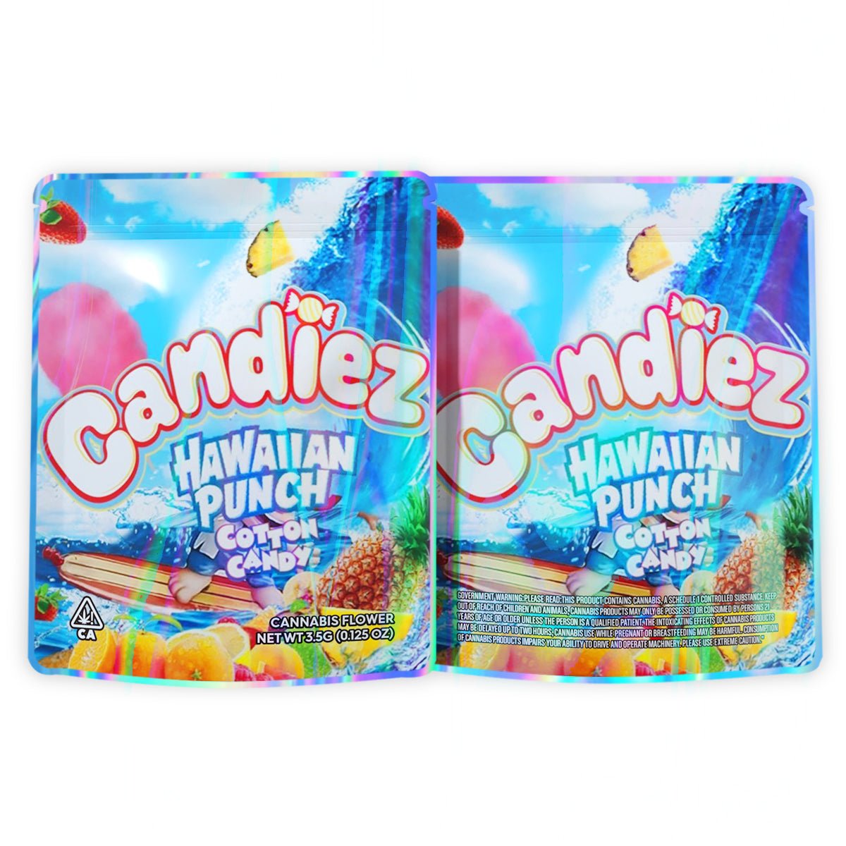 Candiez Hawaiian Punch Cotton Candy Mylar Bags 3.5 Grams