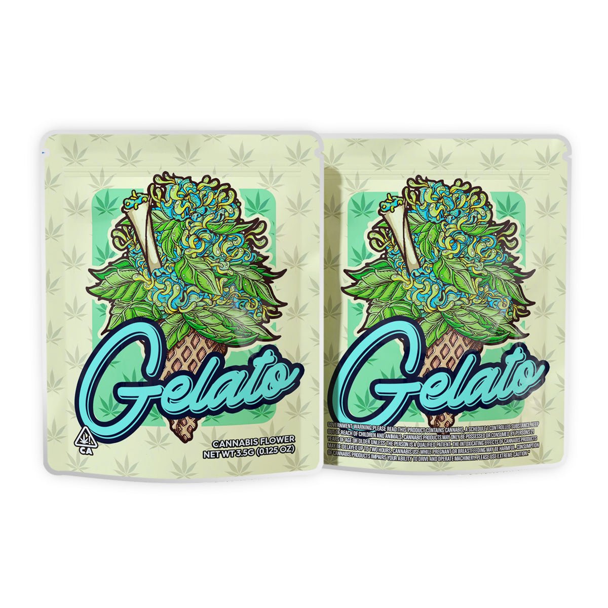 Green Gelato Mylar Bags 3.5 Grams