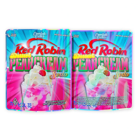 Red Robin Dessert Pear Cream Social Mylar Bags 3.5 Grams