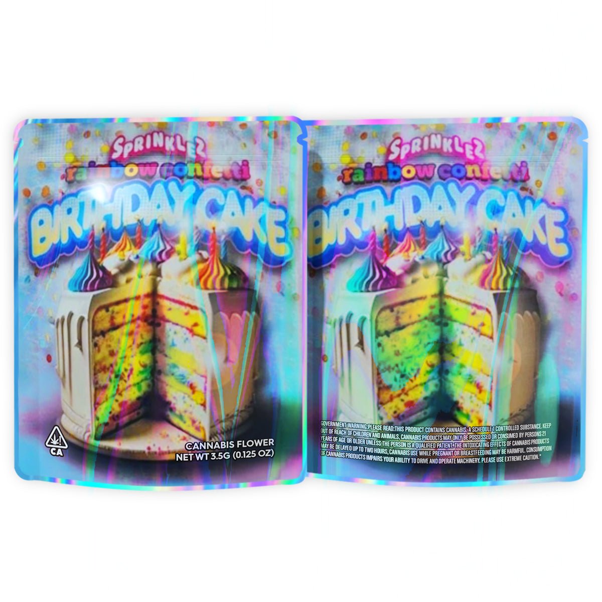 Sprinklez Rainbow Confetti Birthday Cake Mylar Bags 3.5 Grams