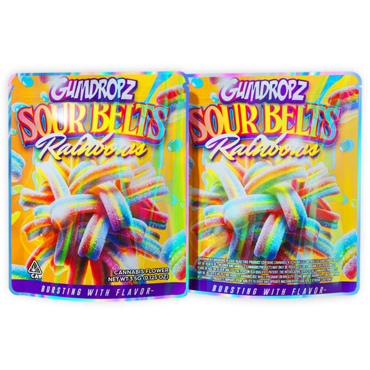 Gumdropz Sour Belts Rainbow Mylar Bags 3.5 Grams