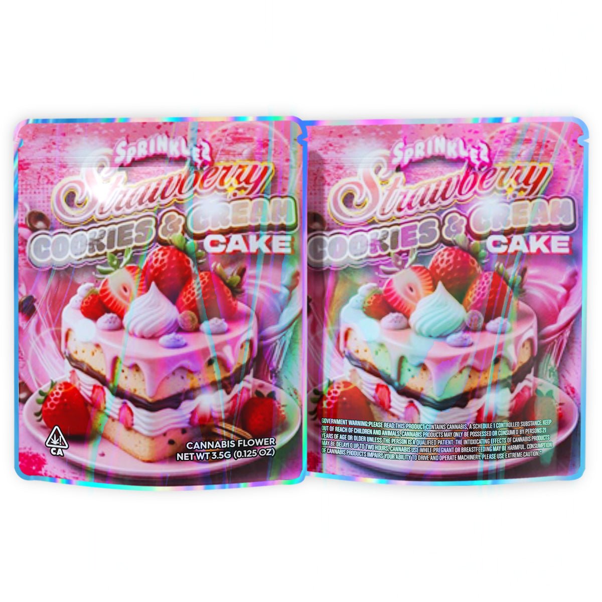 Sprinklez Strawberry Cookies Cream Cake Mylar Bags 3.5 Grams